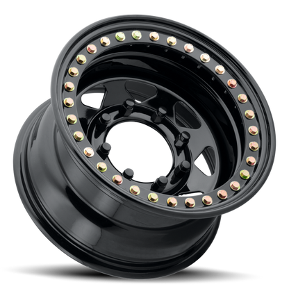 Raceline RT80 Rock 8 Spoke 15x10in / 8x165.1 BP / -25mm Offset / 130.81mm Bore - Gloss Black