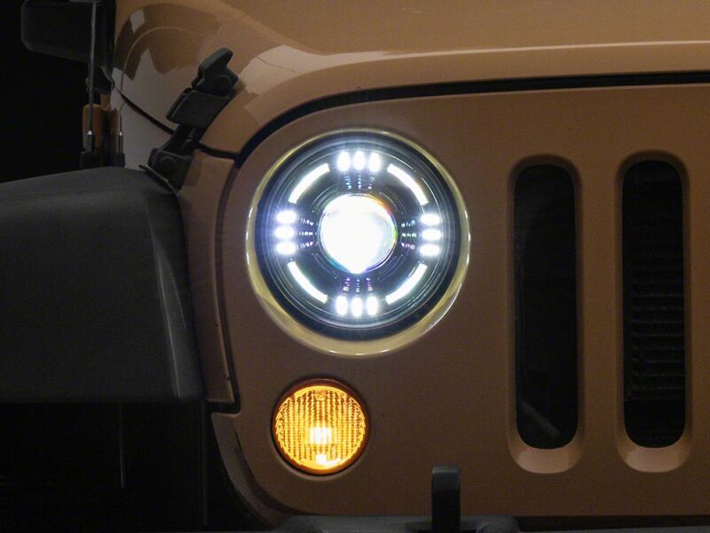Raxiom 07-18 Jeep Wrangler JK Axial Series Quatro LED Headlights- Black Housing- Clear Lens