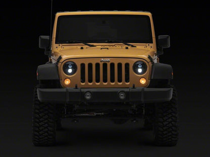 Raxiom 07-18 Jeep Wrangler JK Axial Series DB1 LED Headlights- Black Housing- Clear Lens