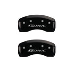 MGP 4 Caliper Covers Engraved Front & Rear Sonic Black finish silver ch