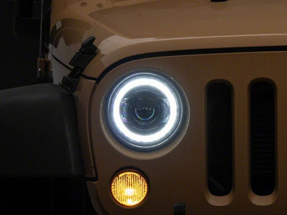 Raxiom 07-18 Jeep Wrangler JK 7-Inch V2 Dragon Eye LED Headlights- Black Housing- Clear Lens