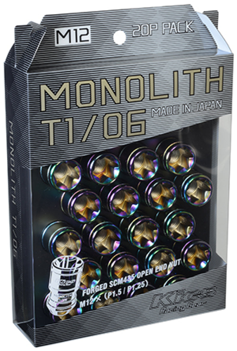 Project Kics 12 x 1.5 Neochrome T1/06 Monolith Lug Nuts - 20 Pcs