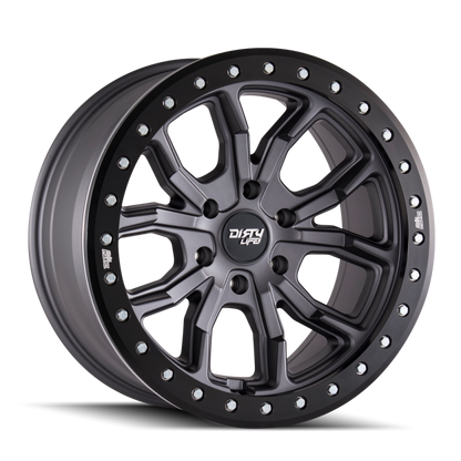 Dirty Life 9303 DT-1 17x9/6x139.7 BP/-12mm Offset/106mm Hub Matte Gunmetal Wheel - Beadlock