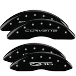 MGP 4 Caliper Covers Engraved Front C6/Corvette Engraved Rear C6/Z06 Black finish silver ch