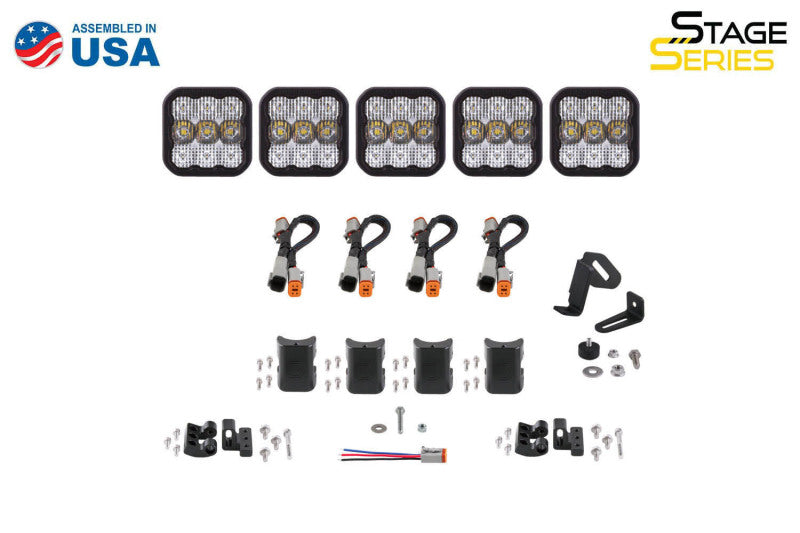 Diode Dynamics SS5 Pro Universal CrossLink 5-Pod Lightbar - White Combo