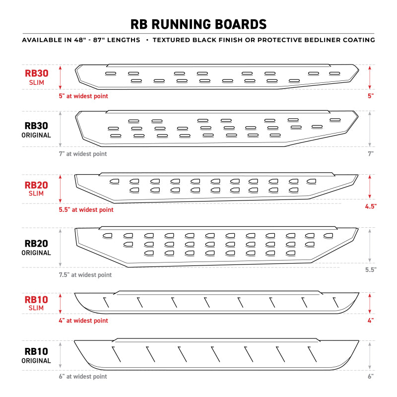Go Rhino 19-25 Chevrolet Silverado 1500 RB30 Slim Running board + Brackets - Textured Black