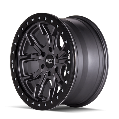 Dirty Life 9303 DT-1 17x9/6x139.7 BP/-12mm Offset/106mm Hub Matte Gunmetal Wheel - Beadlock
