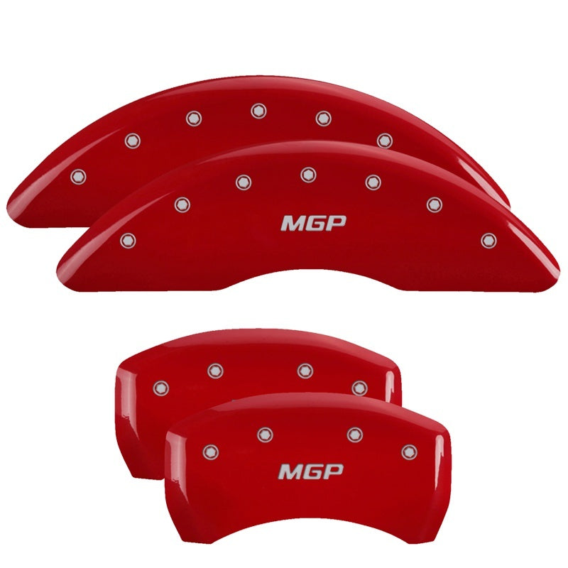 MGP 4 Caliper Covers Engraved Front & Rear MGP Red Finish Silver Char 2019 Volkswagen Atlas