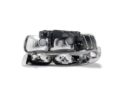 Raxiom 99-02 Chevrolet Silverado 1500 OE Style Headlights/Bumper Lights- Chrome - Clear Lens