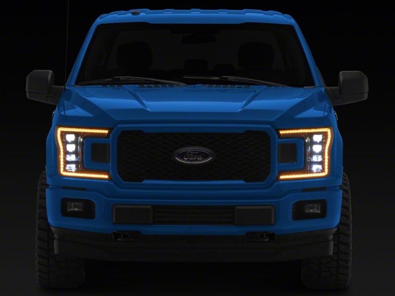 Raxiom 18-20 Ford F-150 CXR Series LED Headlights with Amber DRL- Black Housing- Clear Lens
