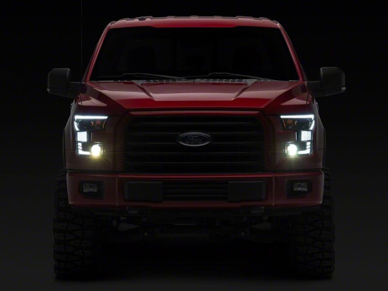 Raxiom 15-17 Ford F-150 XR Series LED Projector Headlights with DRL- Black Housing- Clear Lens