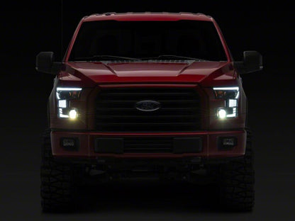 Raxiom 15-17 Ford F-150 XR Series LED Projector Headlights with DRL- Black Housing- Clear Lens
