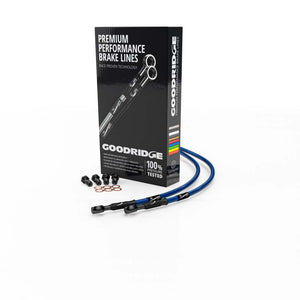 Goodridge 80-83 Yamaha RD350LC Electric Blue Race Front SS Brake Lines w/Black Fittings