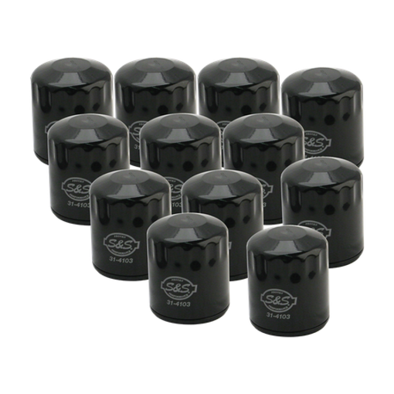 S&S Cycle 99-18 BT/2017+ M8/X-Wedge Black Oil Filter - 12 Pack