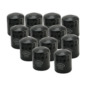 S&S Cycle 99-18 BT/2017+ M8/X-Wedge Black Oil Filter - 12 Pack