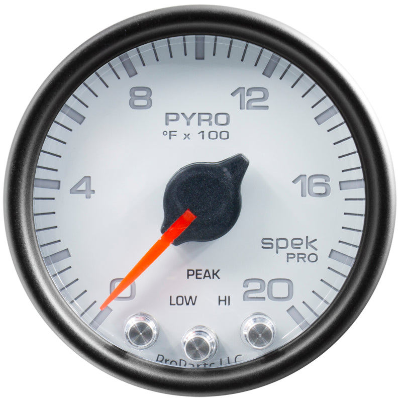 Autometer Spek-Pro Gauge Pyro. (Egt) 2 1/16in 2000f Stepper Motor W/Peak & Warn Wht/Blk