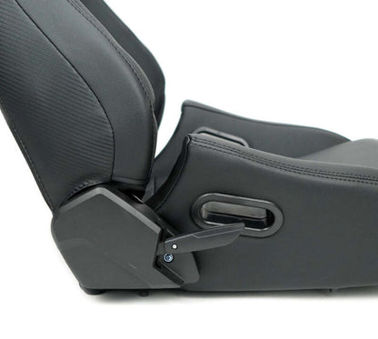 NRG Omega Reclinable Racing Seat (Pair) Black with Black Carbon Vinyl Back