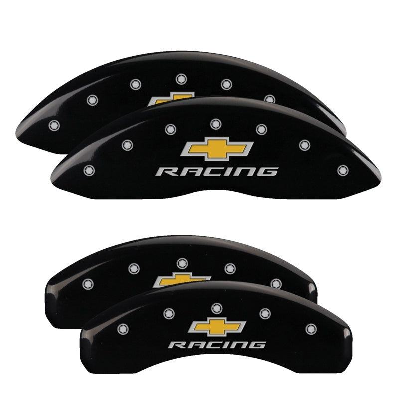 MGP 4 Caliper Covers Engraved F & R Chevy Racing Black Finish Silver Char 2012 Chevrolet Camaro