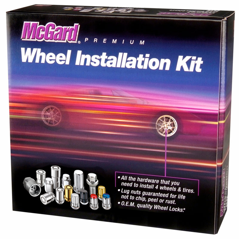 McGard 5 Lug Hex Install Kit w/Locks (Cone Seat Nut) 1/2-20 / 13/16 Hex / 1.5in. Length - Black