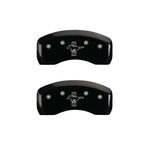 MGP 4 Caliper Covers Engraved Front Mustang Engraved Rear Bar & Pony Black finish silver ch