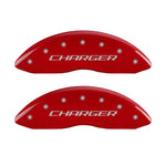 MGP 4 Caliper Covers Engraved Front Charger Engraved Rear RT Red finish silver ch