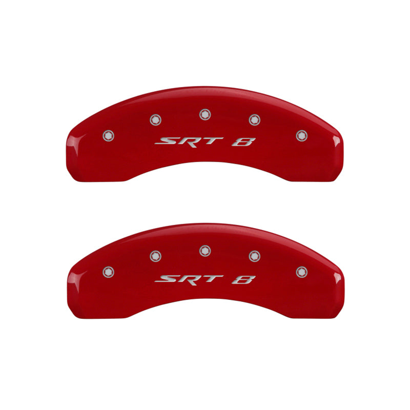 MGP 4 Caliper Covers Engraved Front & Rear SRT8 Red finish silver ch