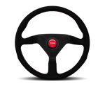 Momo Montecarlo Alcantara Steering Wheel 320 mm - Black/Red Stitch/Black Spokes