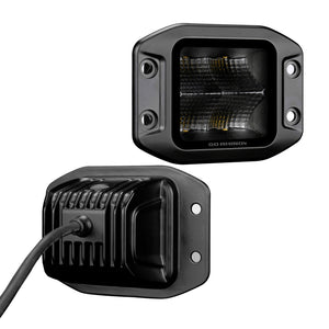 Go Rhino Xplor Blackout Series Cube LED Flood Light Kit (Flush Mount) 3x3 - Blk (Pair)