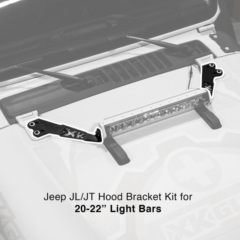 XK Glow Jeep JK Hood 20In Light Bar Bracket Kit