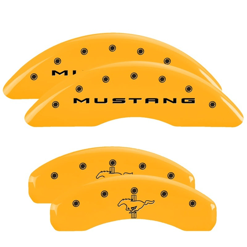 MGP 4 Caliper Covers Engraved Front 2015/Mustang Engraved Rear 2015/Bar & Pony Yellow fnsh black ch