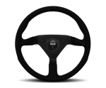 Momo Montecarlo Alcantara Steering Wheel 350 mm - Black/Black Stitch/Black Spokes