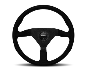 Momo Montecarlo Alcantara Steering Wheel 350 mm - Black/Black Stitch/Black Spokes