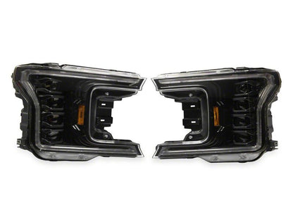 Raxiom 18-20 Ford F-150 CXR Series LED Headlights with Amber DRL- Black Housing- Clear Lens