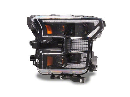 Raxiom 15-17 Ford F-150 XR Series LED Projector Headlights with DRL- Black Housing- Clear Lens
