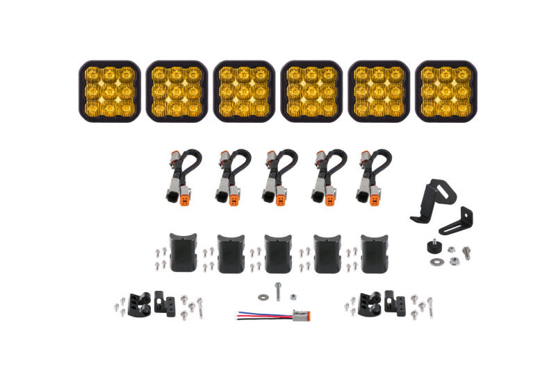 Diode Dynamics SS5 Sport Universal CrossLink 6-Pod Lightbar - Yellow Driving