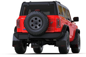 Rally Armor 21-24 Ford Bronco (Plstc Bmpr + RB - NO Rptr/Sprt) Blk Mud Flap w/Met. Blk Logo