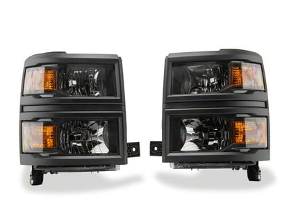 Raxiom 14-15 Chevrolet Silverado 1500 OE Style Headlights/ Black Trim- Black - Clear Lens