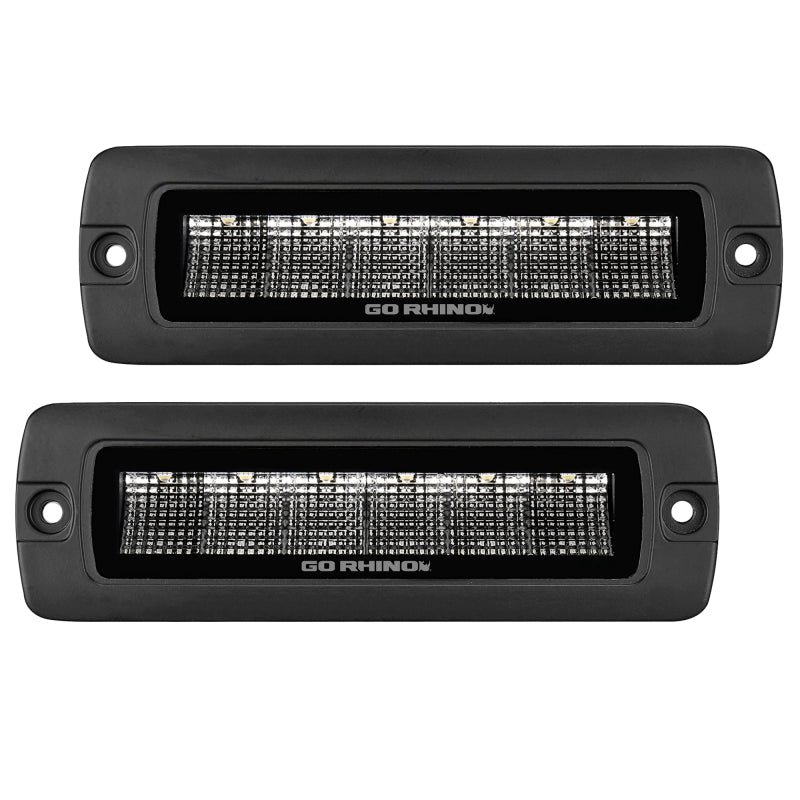 Go Rhino Xplor Blackout Series Sixline LED Flood Light Kit (Flush Mount) - Blk (Pair)