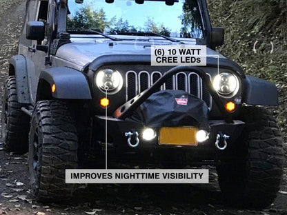 Raxiom 97-18 Jeep Wrangler TJ & JK 6-LED Headlights w/ Partial Halo- Black Housing (Clear Lens)