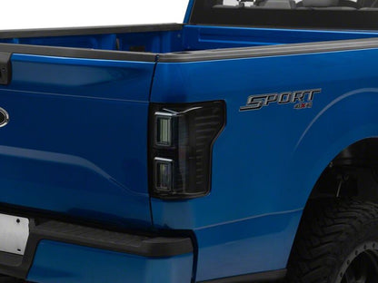 Raxiom 15-17 Ford F-150 CXR Series LED Tail Lights- Black Housing- Smoked Lens