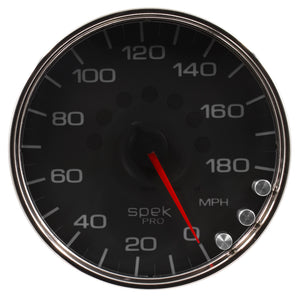 Autometer Spek-Pro Gauge Speedometer 5in 180 Mph Elec. Programmable Black/Chrome