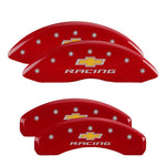 MGP 4 Caliper Covers Engraved Front & Rear Chevy Racing Red Finish Silver Char 2012 Chevrolet Camaro