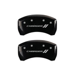 MGP 4 Caliper Covers Engraved Front & Rear With stripes/Charger Black finish silver ch