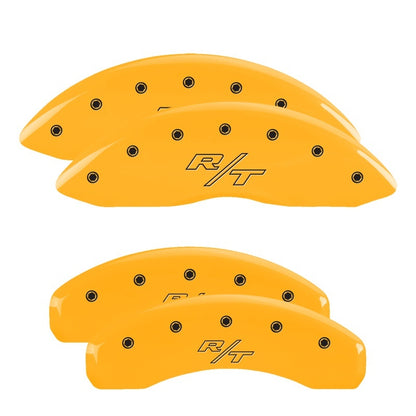 MGP 4 Caliper Covers Engraved Front Cursive/Challenger Engraved Rear RT Black finish silver ch