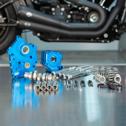 S&S Cycle 2017+ Oil Cooled M8 Models Chain Drive 550C Cam Chest Kit w/ Chrm Pushrod Tubes Incl. VVT