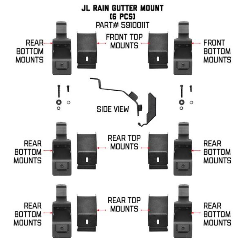 Go Rhino 6pc Rain Gutter Mounting Kit for SRM Rack