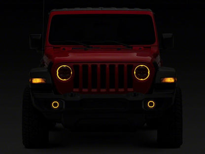Raxiom 18-23 Jeep Wrangler JL Axial Series 9-In Angel Eye LED Headlights- Black Housing (Clear Lens)