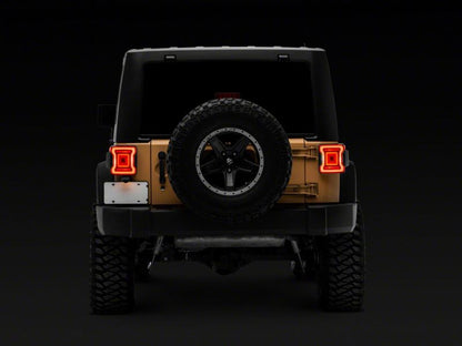 Raxiom 07-18 Jeep Wrangler JK Axial Series JL Style LED Tail Lights- Black Housing- Red Lens