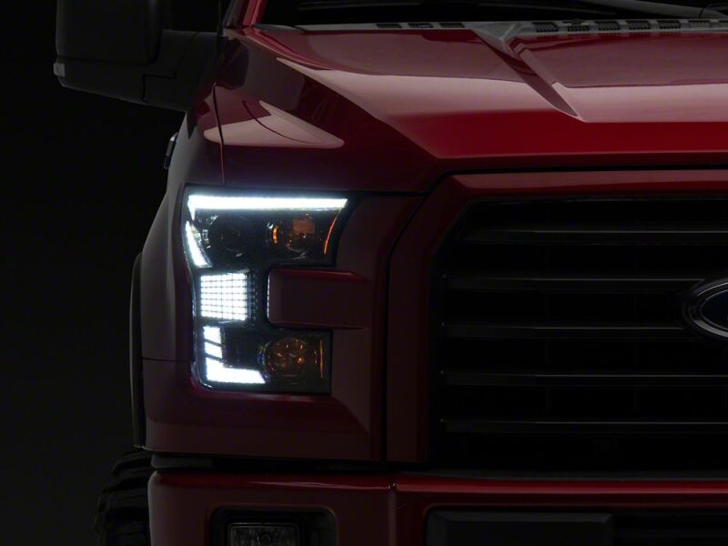 Raxiom 15-17 Ford F-150 XR Series LED Projector Headlights with DRL- Black Housing- Clear Lens