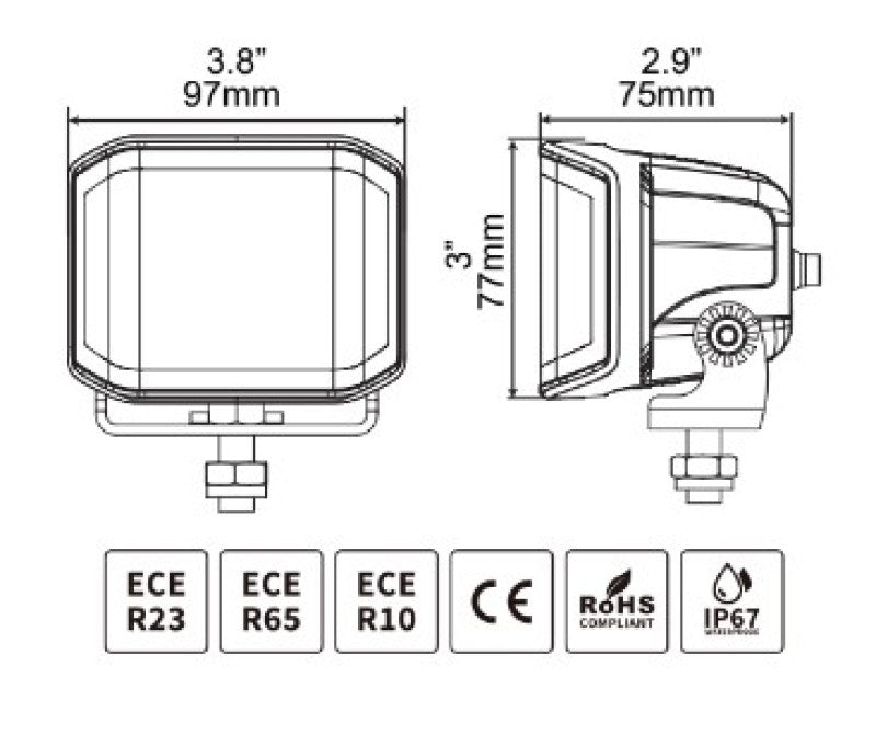 Go Rhino Xplor Blackout Series Cube LED Sideline Flood Light Kit (Surface Mount) 4x3 - Blk (Pair)